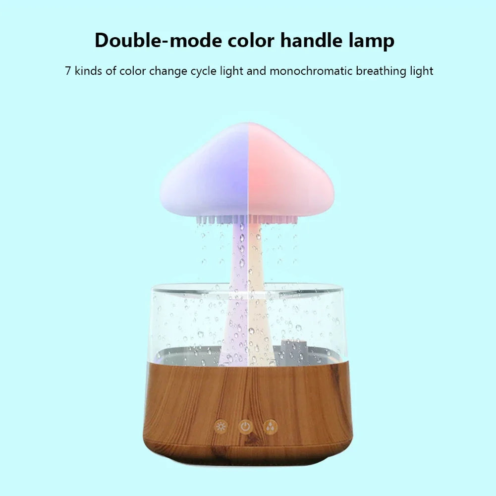 Mushroom Rain Air Humidifier Colorful Night Light Electric Aroma Diffuser Moisturize Skin Relieve Fatigues for Bedroom Kids Room