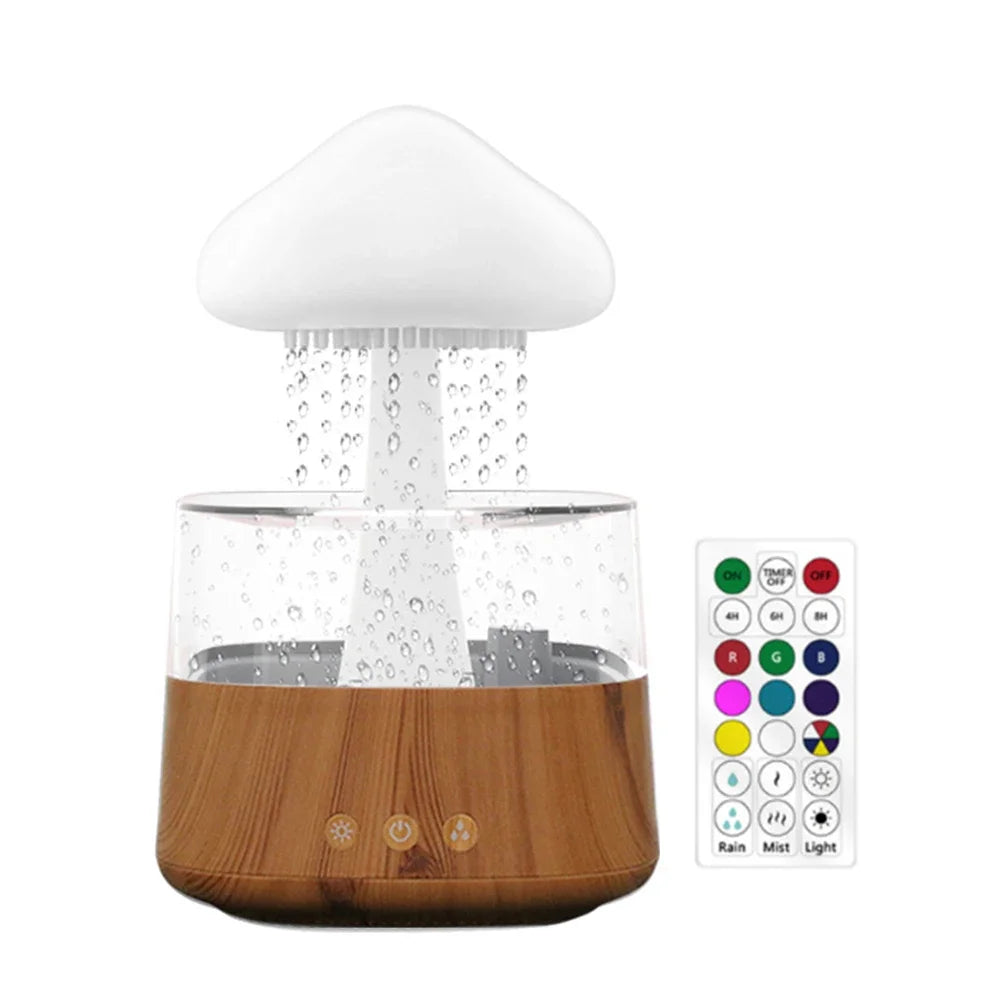 Mushroom Rain Air Humidifier Colorful Night Light Electric Aroma Diffuser Moisturize Skin Relieve Fatigues for Bedroom Kids Room