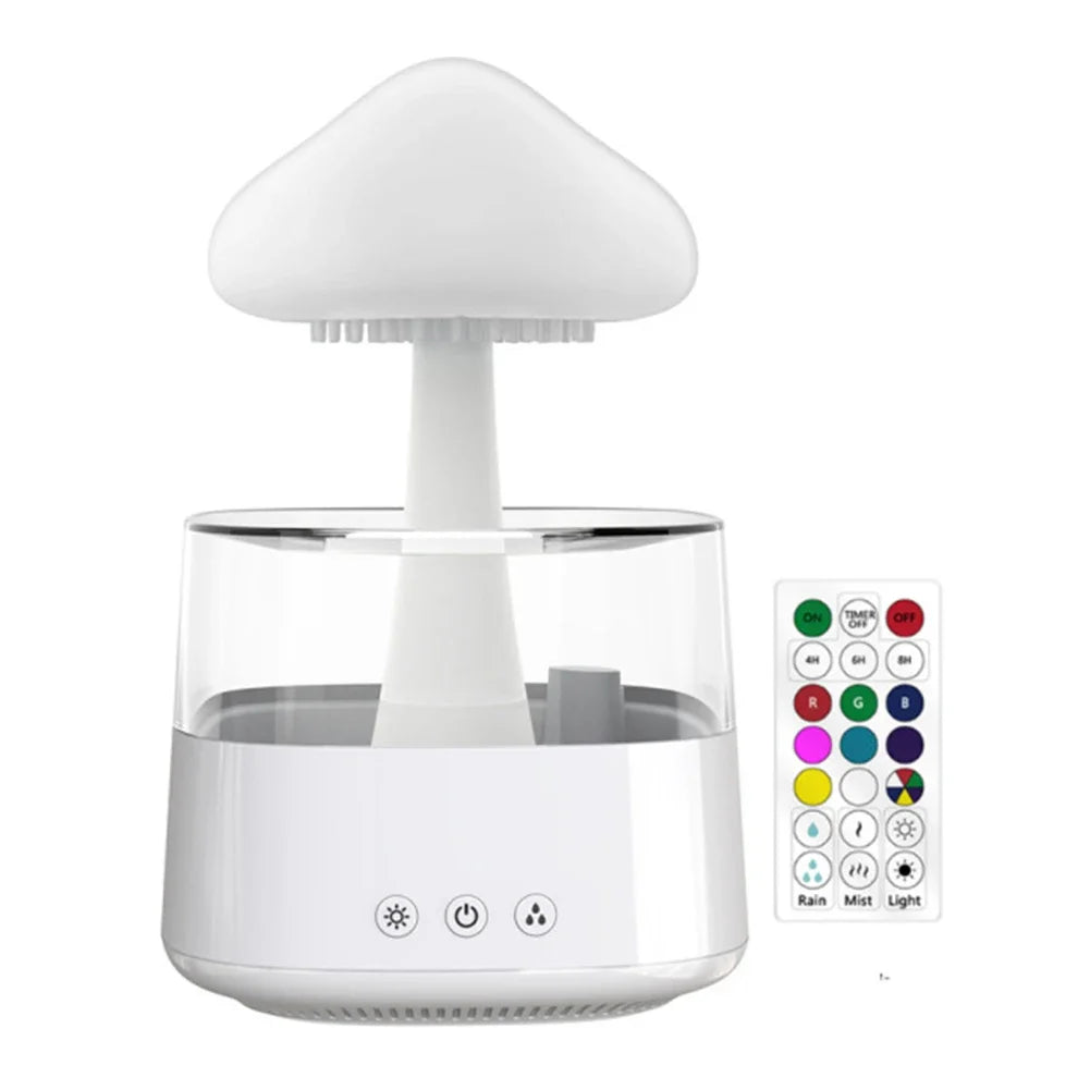 Mushroom Rain Air Humidifier Colorful Night Light Electric Aroma Diffuser Moisturize Skin Relieve Fatigues for Bedroom Kids Room