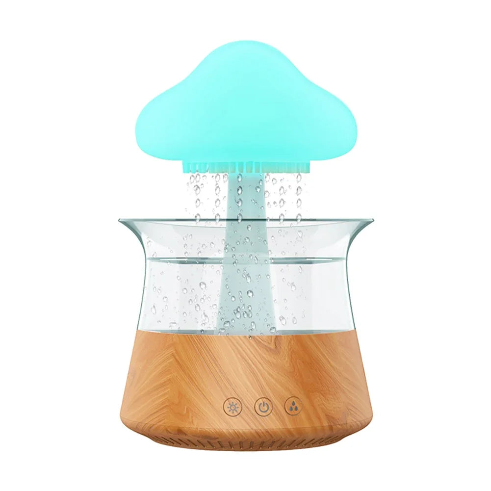 Mushroom Rain Air Humidifier Colorful Night Light Electric Aroma Diffuser Moisturize Skin Relieve Fatigues for Bedroom Kids Room