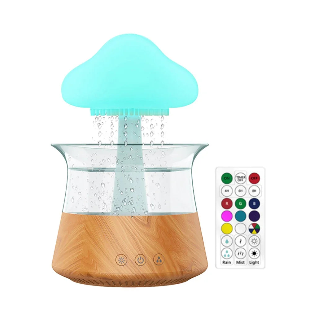 Mushroom Rain Air Humidifier Colorful Night Light Electric Aroma Diffuser Moisturize Skin Relieve Fatigues for Bedroom Kids Room