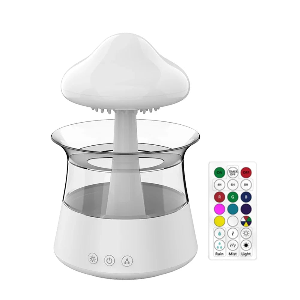 Mushroom Rain Air Humidifier Colorful Night Light Electric Aroma Diffuser Moisturize Skin Relieve Fatigues for Bedroom Kids Room